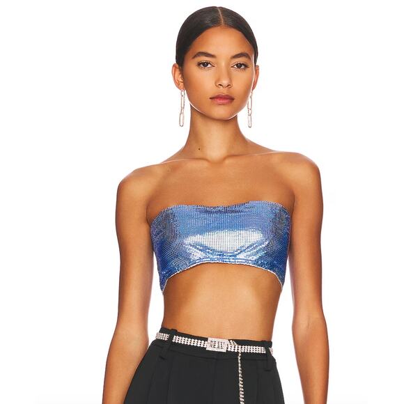 Poster Girl The Brooke Chainmail Metal Mesh Bra Top M Corset Lace Up Strapless - Picture 1 of 9